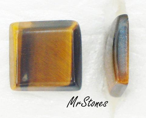 8mm (S13) Natural Tiger's Eye Square Flat