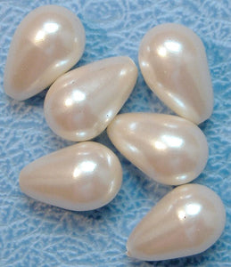 12x8mm Imitation Pearl One Hole Pear Shapes