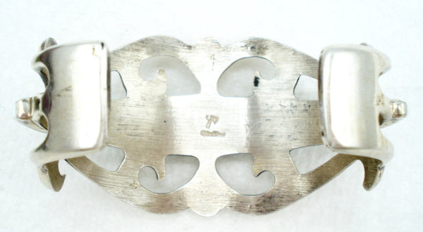 Beautiful Southwest Sterling Silver Multi Stone Inlay Cuff Bracelet