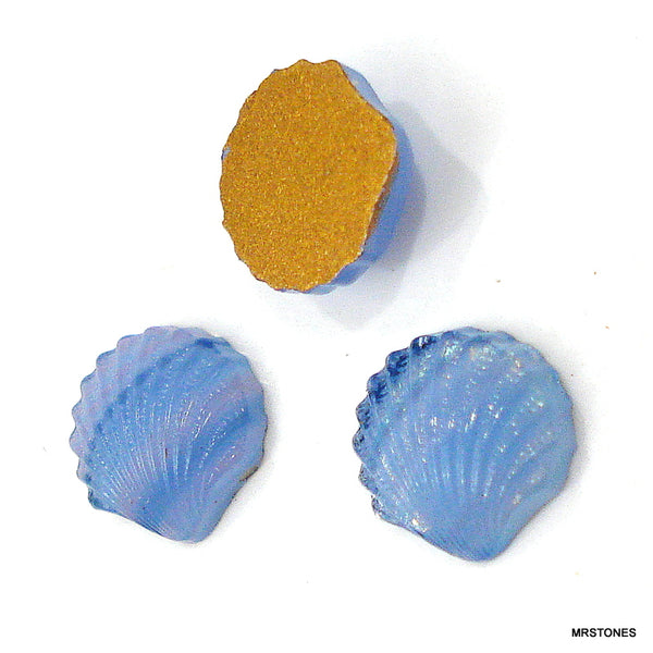 8mm Vintage Blue Seashell Glass Stones