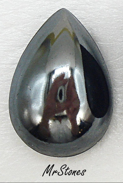 18x13mm (3331) Jet-Hematite Pear Pendeloque Teardrop Cabochon 7.8mm thick