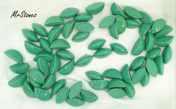 18x9mm (3185) Opaque Green Marquise Navette 8mm Spine High Dome Cabochon