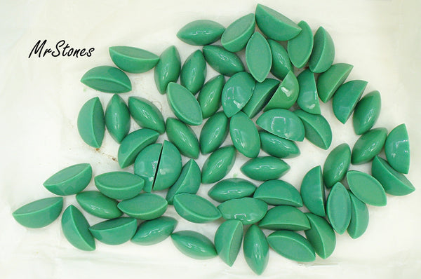 18x9mm (3185) Opaque Green Marquise Navette 8mm Spine High Dome Cabochon