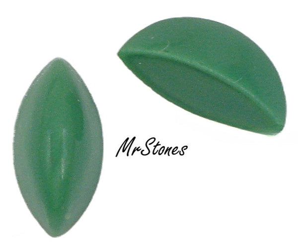 18x9mm (3185) Opaque Green Marquise Navette 8mm Spine High Dome Cabochon