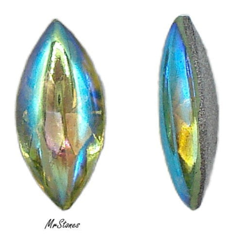 15x7mm (3146) Peridot AB Marquise Navette Buff Top Doublet
