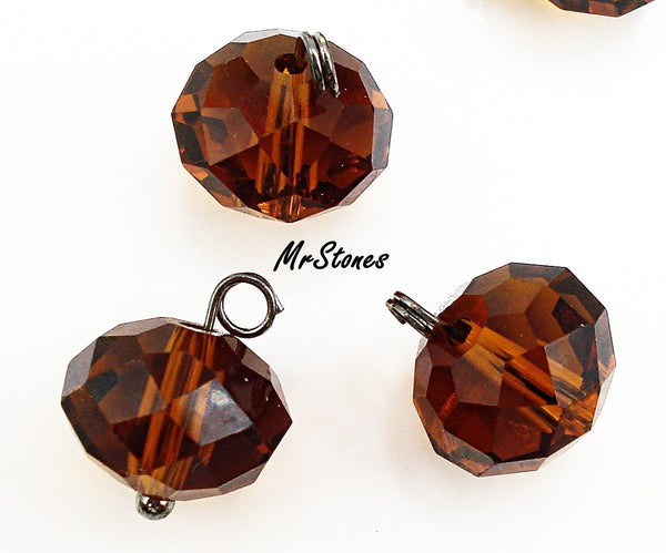 12mm (5040) Swarovski Smoked Topaz Gold Tone Dangle Crystal Bead