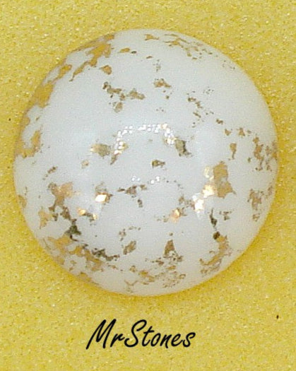 15mm (2195) Chalk White with Gold Round Cabochon West Germany
