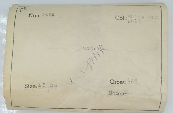 15mm (2195) Chalk White with Gold Round Cabochon West Germany