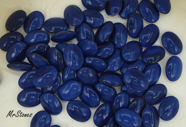 18x13mm (3188) Dark Blue Moonstone Oval Buff Top Doublet West Germany