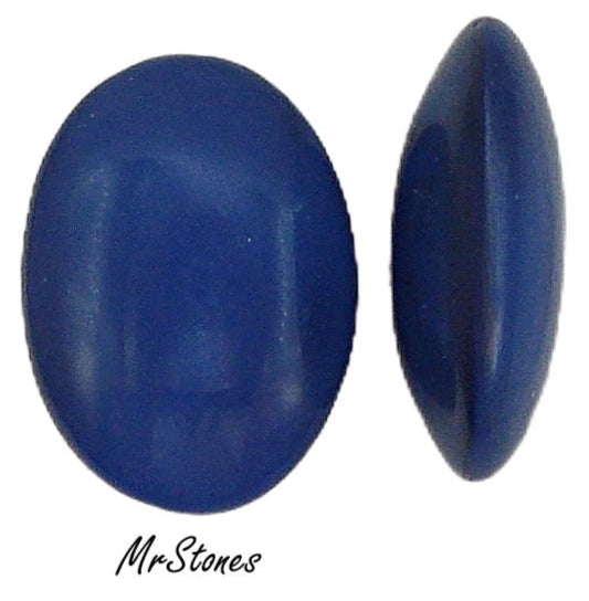 18x13mm (3188) Dark Blue Moonstone Oval Buff Top Doublet West Germany