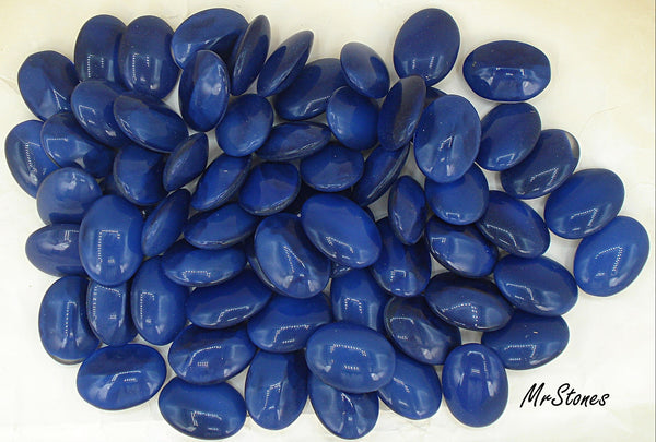 18x13mm (3188) Dark Blue Moonstone Oval Buff Top Doublet West Germany