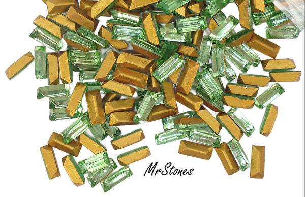 7x3mm (4500/2) TTC Peridot Green Baguette 4pcs/$1.00
