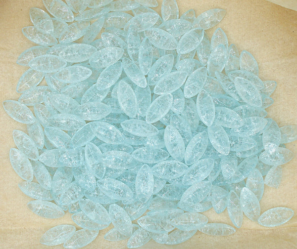 15x7mm (3146) Aqua Marquise Navette Crackle Buff Top Doublet West Germany