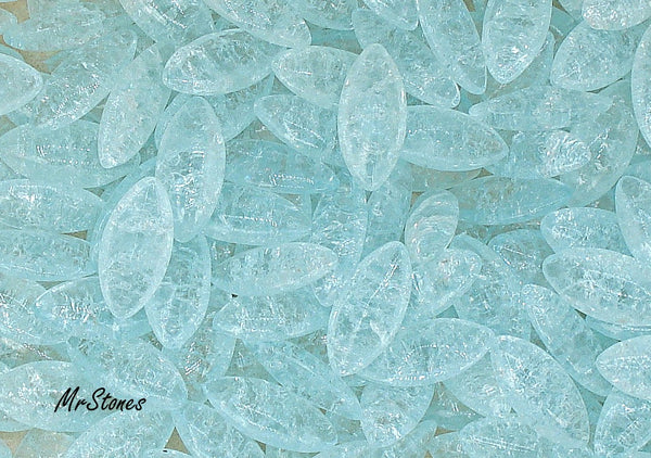 15x7mm (3146) Aqua Marquise Navette Crackle Buff Top Doublet West Germany