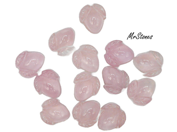 11x10mm (ACORN) Light Pink Moonstone Glass Acorn Tulip (10.5x9.5x5mm)