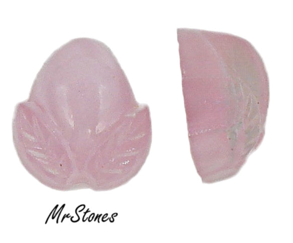 11x10mm (ACORN) Light Pink Moonstone Glass Acorn Tulip (10.5x9.5x5mm)