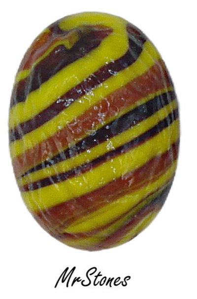 25x18mm (1685) Opaque Yellow Slag Bumpy Textured Oval Cabochon 8mm Thick