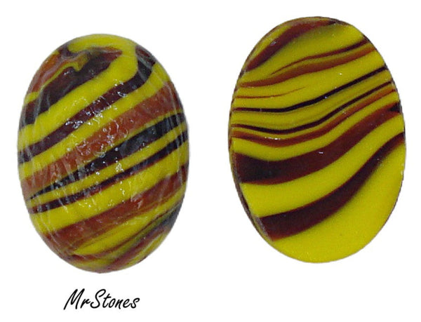 25x18mm (1685) Opaque Yellow Slag Bumpy Textured Oval Cabochon 8mm Thick