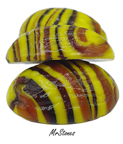 25x18mm (1685) Opaque Yellow Slag Bumpy Textured Oval Cabochon 8mm Thick