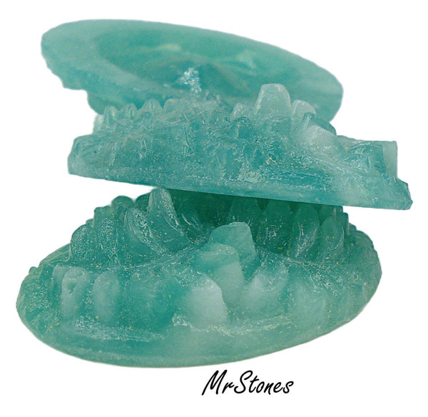 25x18mm Glass Green Jade Floral Molded Oval Concave Flatback