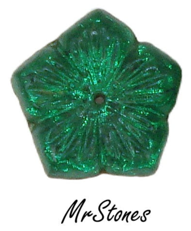 12-13mm Emerald Green 5 Petal Flower Flatback Center Bead Hole