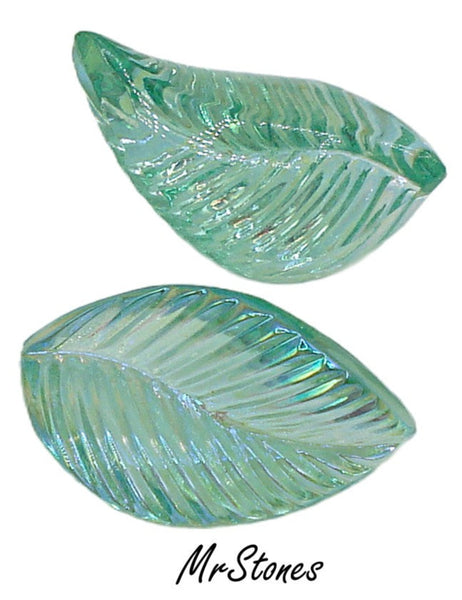 19x11mm Peridot AB Curved Leaf Glass Leaves