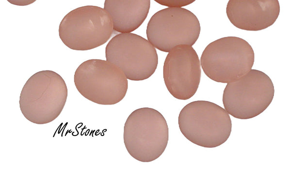 12x10mm (2195) Frosted Matte Rose Pink Bombe Back Unfoiled Oval Cabochon