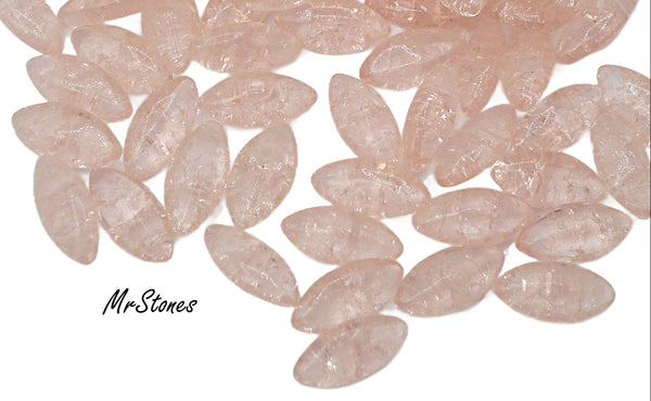 10x5mm (3146) Pink Crackle Marquise Navette Buff Top Doublet