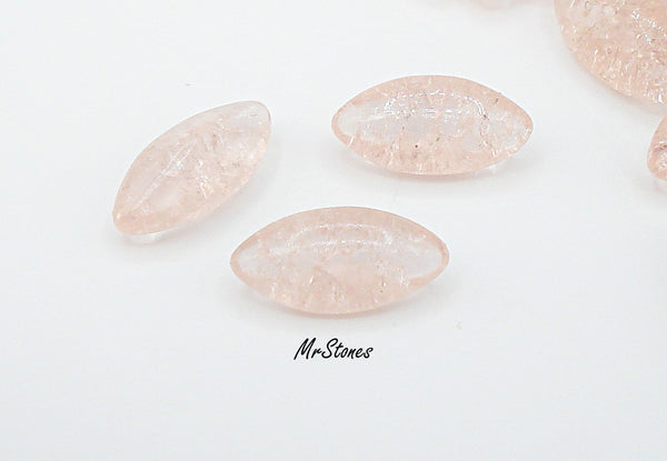 10x5mm (3146) Pink Crackle Marquise Navette Buff Top Doublet