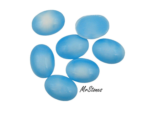 18x13mm (2195) Flamingo Oval Cabochon Blue-Green-Pink-Beige
