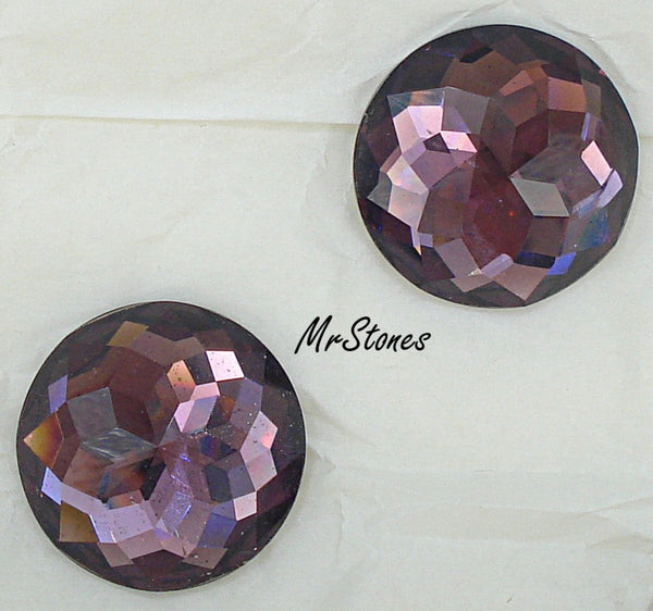 22mm (2041) Amethyst Round Rauten Rose Cut