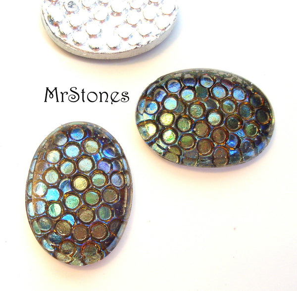 18x13mm (7878) Green Helio Snake Skin Oval Cabochon