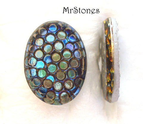 18x13mm (7878) Green Helio Snake Skin Oval Cabochon