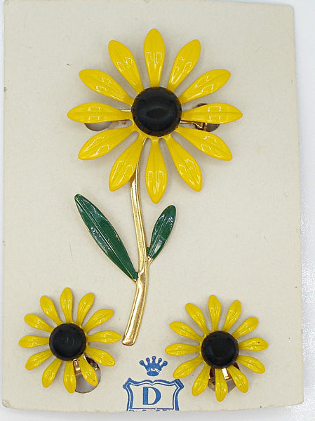 DuBarry Yellow Black Green Enamel Flower Set