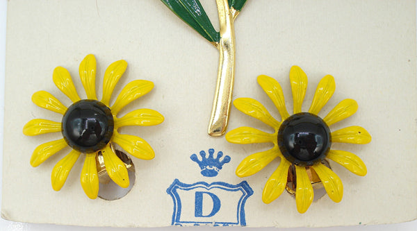 DuBarry Yellow Black Green Enamel Flower Set