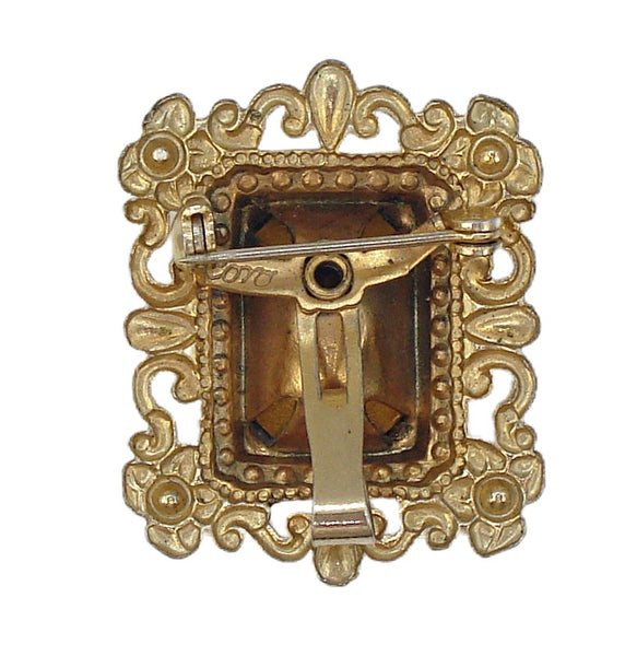 Coro Victorian Revival Brooch Pin Pendant Faux Pearls Montana 1 1/4"