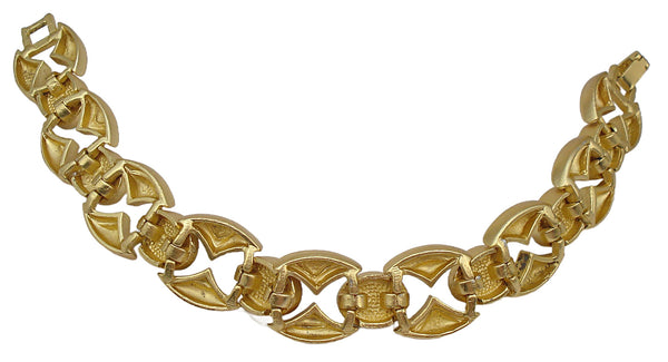 Vintage Bracelet Gold Tone Satin Finish Multi Oval Flawed Glass Cabochons