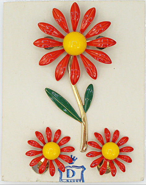 DuBarry Yellow Green Enamel Flower Set