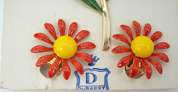 DuBarry Yellow Green Enamel Flower Set
