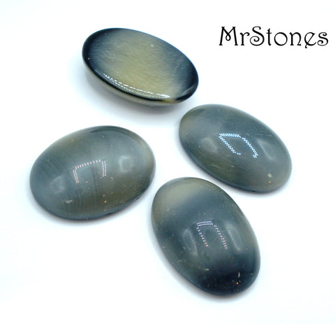 18x13mm (1685) Black Gray Oval Cabochon