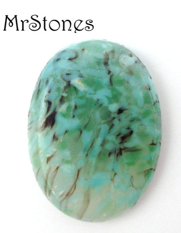 18x13mm (1685) Mottled Green Oval Cabochon Japanese