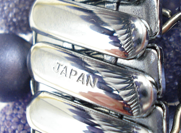 Cha Cha Bracelet Purple Faux Pearls Textured Ball Dangle Expansion Japan