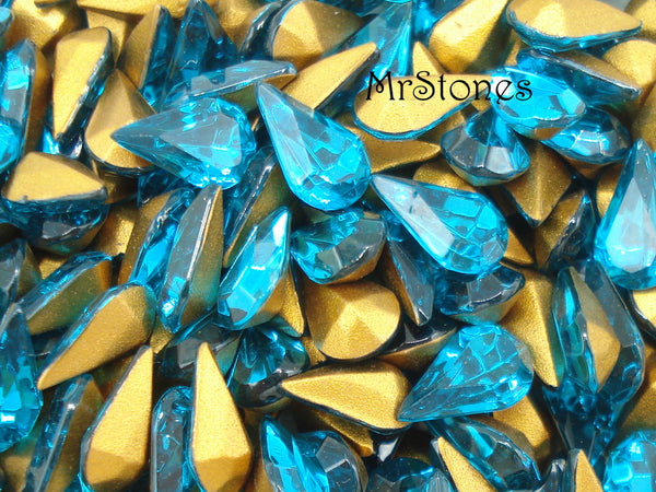 10x6mm (4300/2) TTC Blue Zircon Pear Shape Teardrop