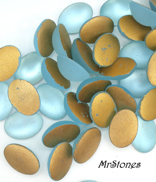 18x13mm (2195) Aqua Frosted Matte Oval Cabochon 1pc/$1.35 or 36pkg/$15.95