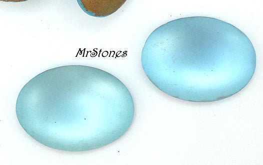 18x13mm (2195) Aqua Frosted Matte Oval Cabochon 1pc/$1.35 or 36pkg/$15.95