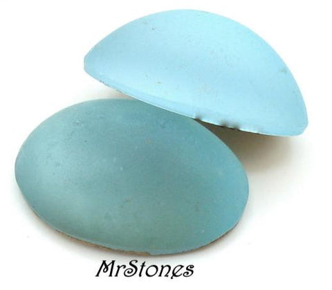 18x13mm (2195) Aqua Frosted Matte Oval Cabochon