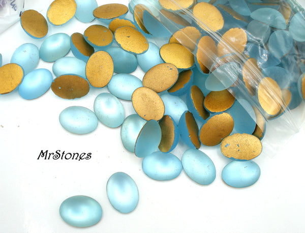 18x13mm (2195) Aqua Frosted Matte Oval Cabochon 1pc/$1.35 or 36pkg/$15.95