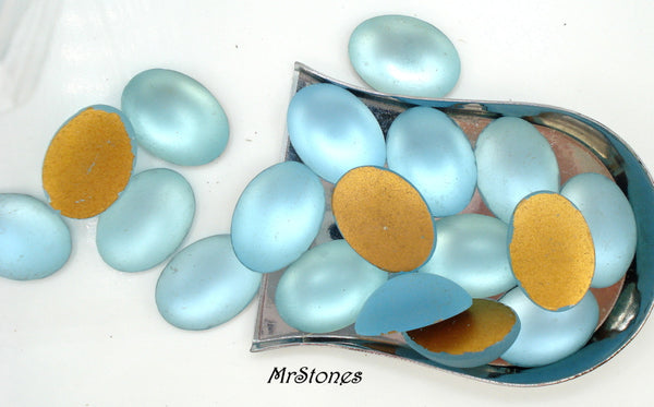 18x13mm (2195) Aqua Frosted Matte Oval Cabochon 1pc/$1.35 or 36pkg/$15.95