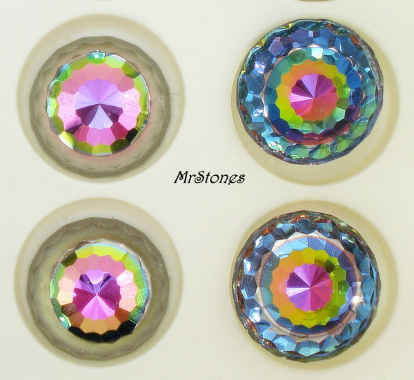 14mm (2042) Swarovski Vitrail Medium Art. 2042Z Fully Faceted High Dome Round Flat Back