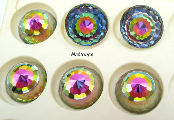 14mm (2042) Swarovski Vitrail Medium Art. 2042Z Fully Faceted High Dome Round Flat Back